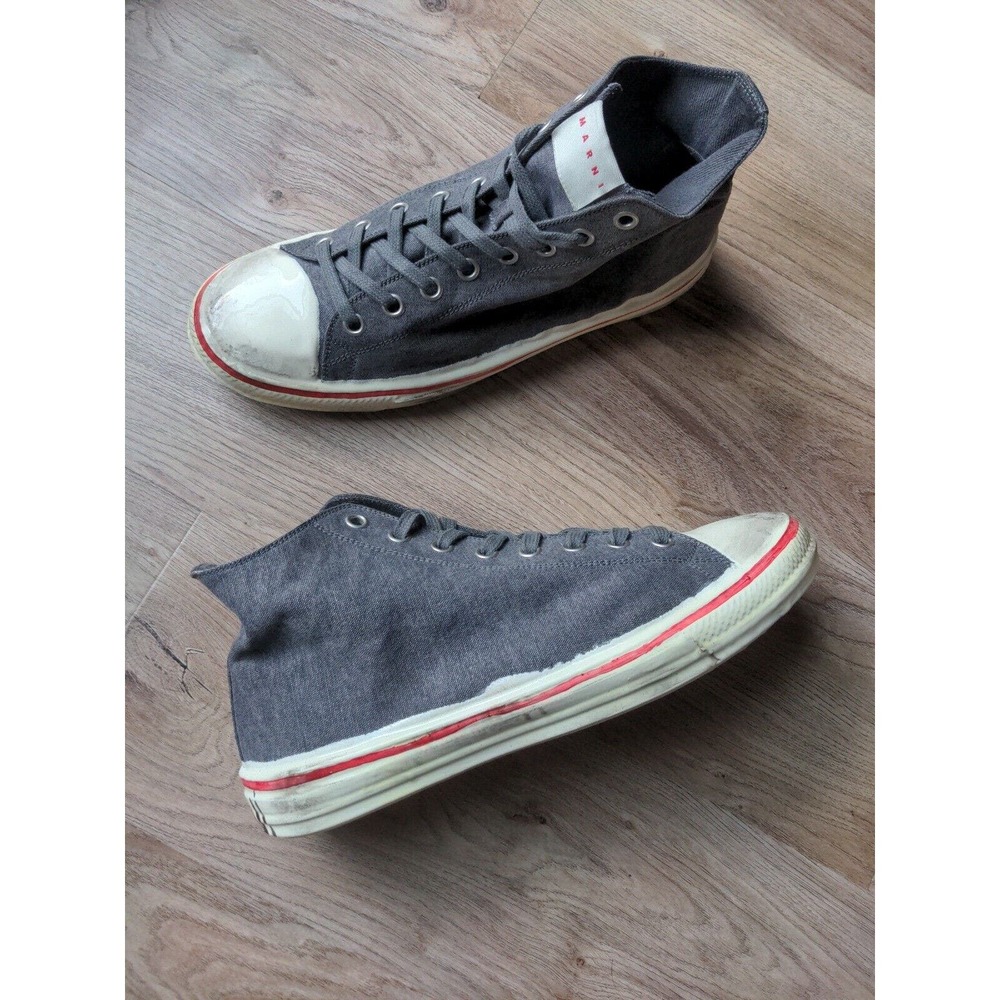 MARNI Olona Canvas Distressed Skater Converse style Hi Top Mens 10 EU 43 $750